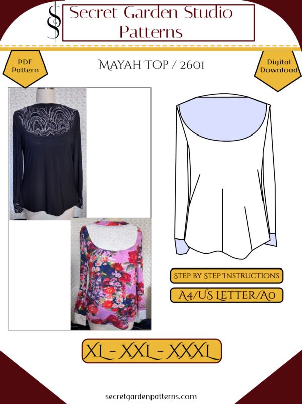 Mayah top 2601 cover xl-xxxl 2 Women's top pattern cover